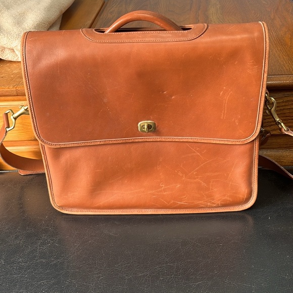 Coach VTG Lexington Briefcase w Strap Brown Weather Resistant Cowhide Leather - Picture 2 of 4